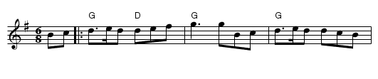 French Canadian Four-step - staff notation