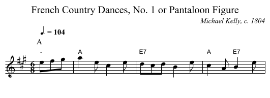 French Country Dances, No. 1 or Pantaloon Figure - staff notation