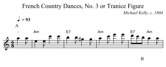 French Country Dances, No. 8 or Fairy Figure - staff notation