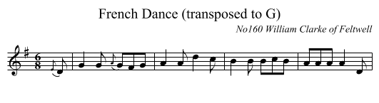 French Dance (transposed to G) - staff notation