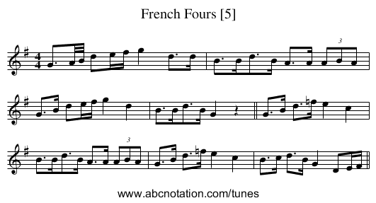 French Fours [5] - staff notation