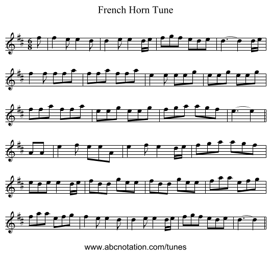French Horn Tune - staff notation