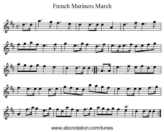 French Mariners March - staff notation