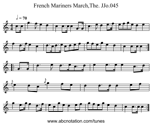 French Mariners March,The. JJo.045 - staff notation