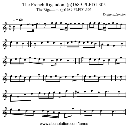 French Rigaudon. (p)1689.PLFD1.305, The - staff notation