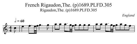 French Rigaudon,The. (p)1689.PLFD.305 - staff notation