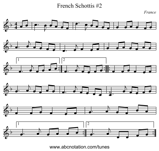 French Schottis #2 - staff notation