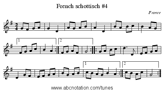 French schottisch #4 - staff notation