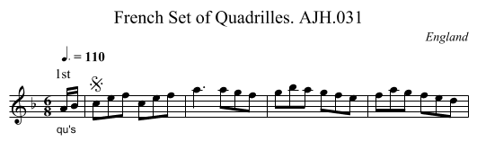 French Set of Quadrilles. AJH.031 - staff notation