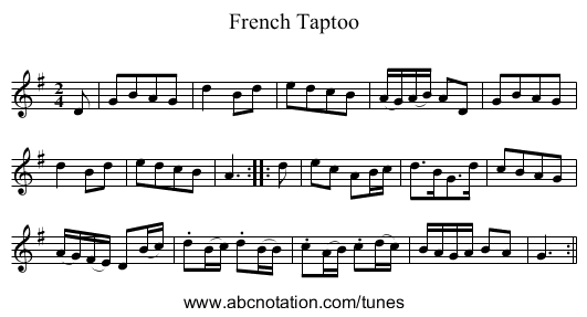 French Taptoo - staff notation