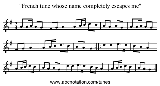French tune whose name completely escapes me - staff notation