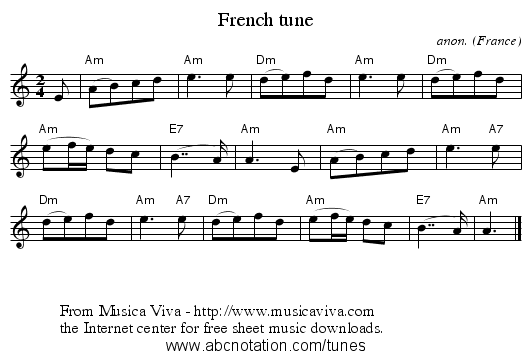 French tune - staff notation