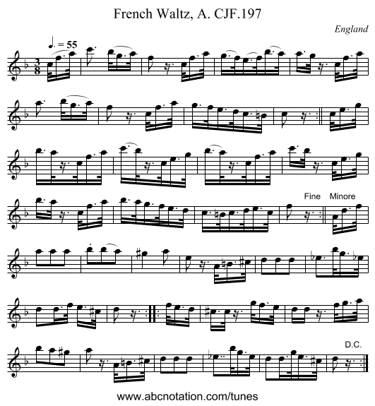 French Waltz, A. CJF.197 - staff notation