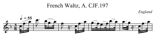 French Waltz, A. CJF.197 - staff notation
