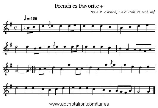 French'es Favorite + - staff notation