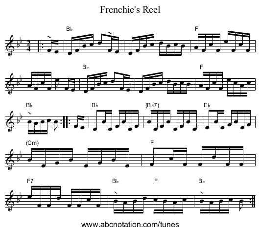 Frenchie's Reel - staff notation