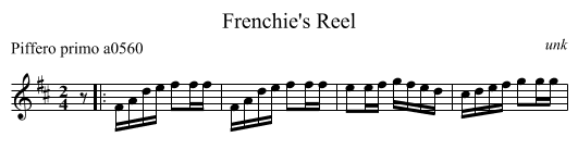 Frenchie's Reel - staff notation