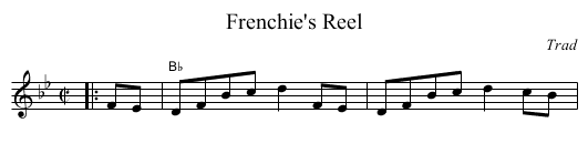 Frenchie's Reel - staff notation