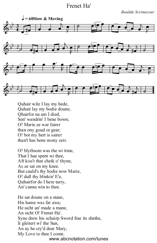 Frenet Ha' - staff notation