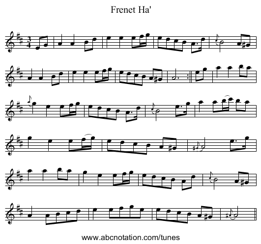 Frenet Ha' - staff notation