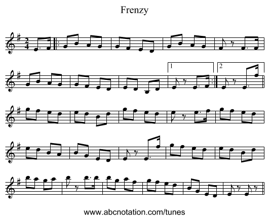 Frenzy - staff notation