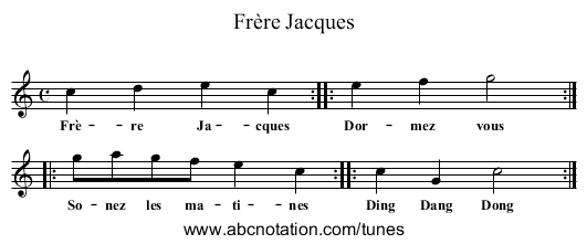Frère Jacques - staff notation