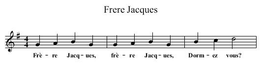Frere Jacques - staff notation