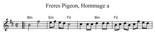 Freres Pigeon, Hommage a - staff notation