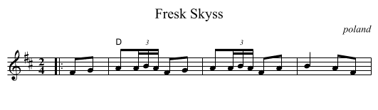 Fresk Skyss - staff notation
