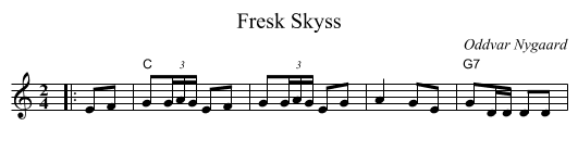 Fresk Skyss - staff notation