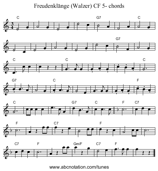 Freudenklänge (Walzer) CF 5- chords - staff notation