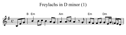 Freylachs in D minor (1) - staff notation