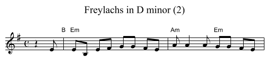 Freylachs in D minor (2) - staff notation