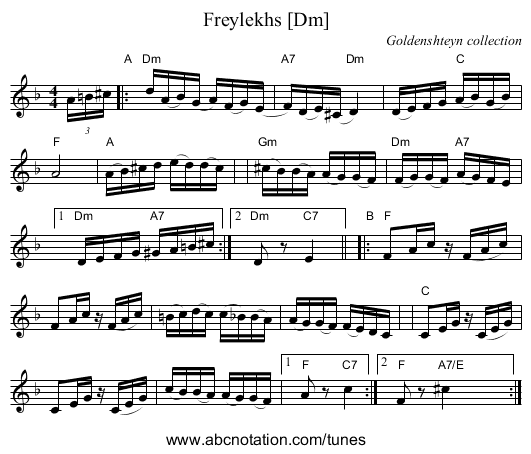 Freylekhs [Dm] - staff notation