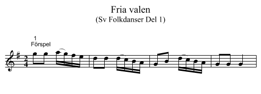 Fria valen - staff notation