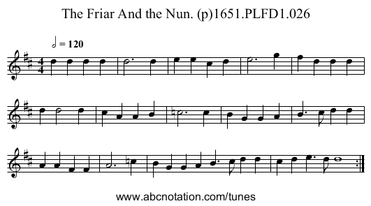 Friar And the Nun. (p)1651.PLFD1.026, The - staff notation