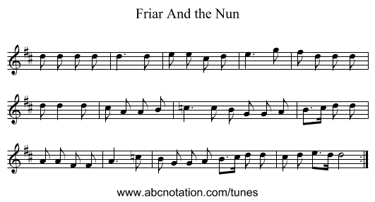 Friar And the Nun - staff notation