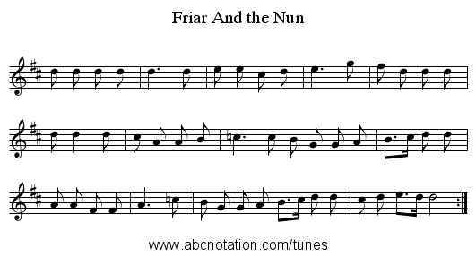 Friar And the Nun - staff notation