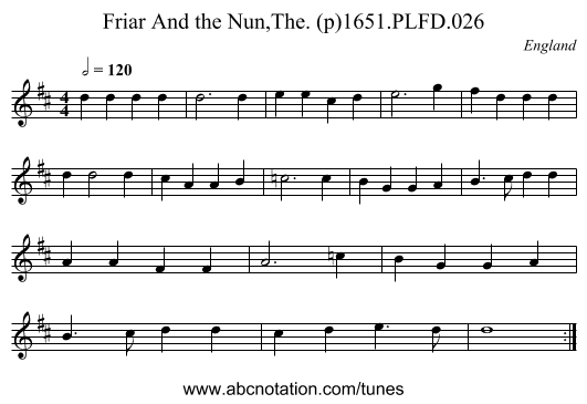 Friar And the Nun,The. (p)1651.PLFD.026 - staff notation