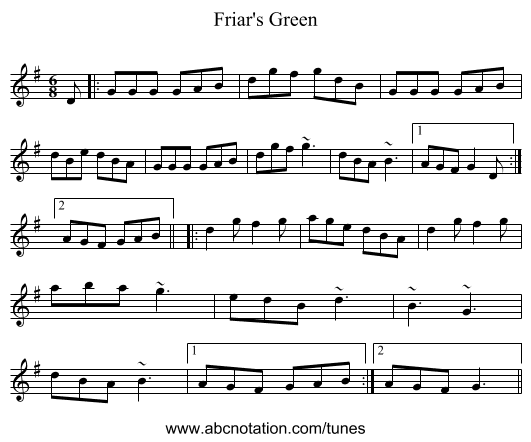 Friar's Green - staff notation