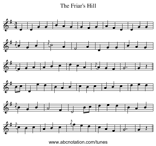 Friar's Hill, The - staff notation