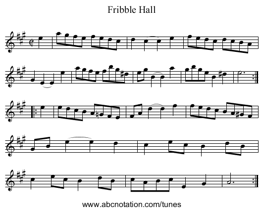Fribble Hall - staff notation