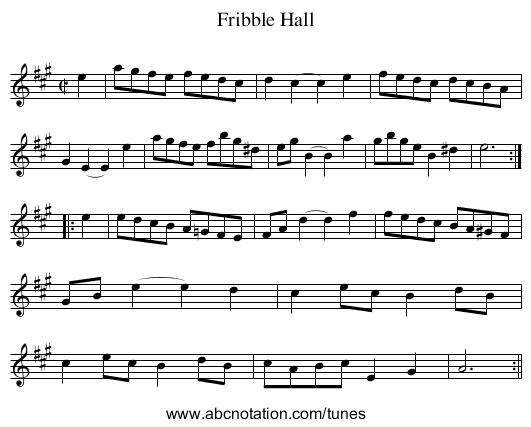 Fribble Hall - staff notation