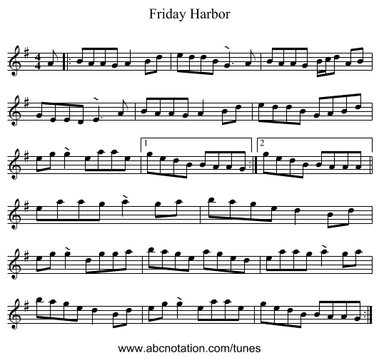 Friday Harbor - staff notation