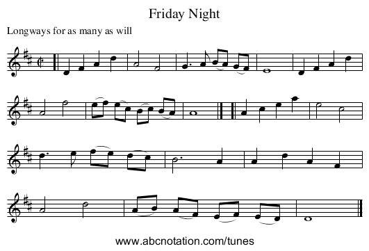 Friday Night - staff notation