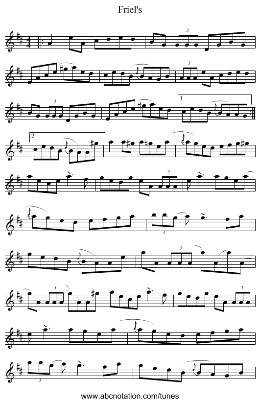 Friel's - staff notation