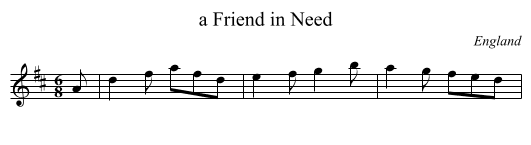 Friend in Need, a  - staff notation