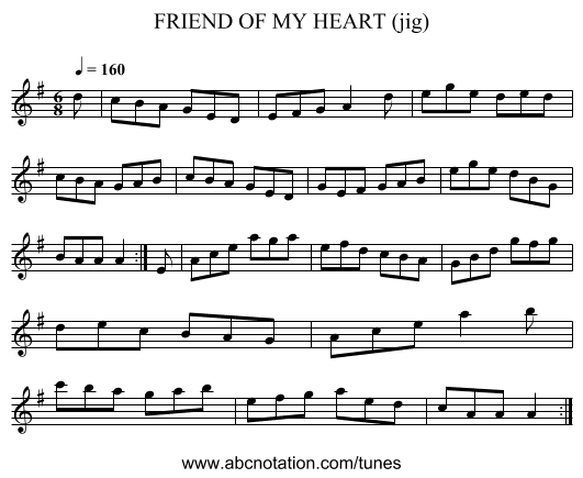 FRIEND OF MY HEART (jig) - staff notation