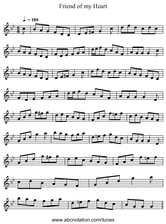 Friend of my Heart - staff notation