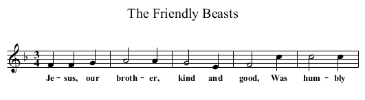 Friendly Beasts, The  - staff notation